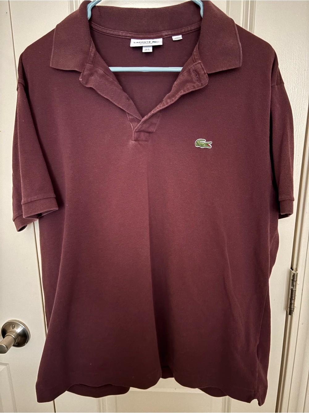 Lacoste Men's Burgundy Polo with Signature Croc